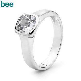 Bee Jewelry Bezel Ring sølv Fingerring blank, model 35310-CZ